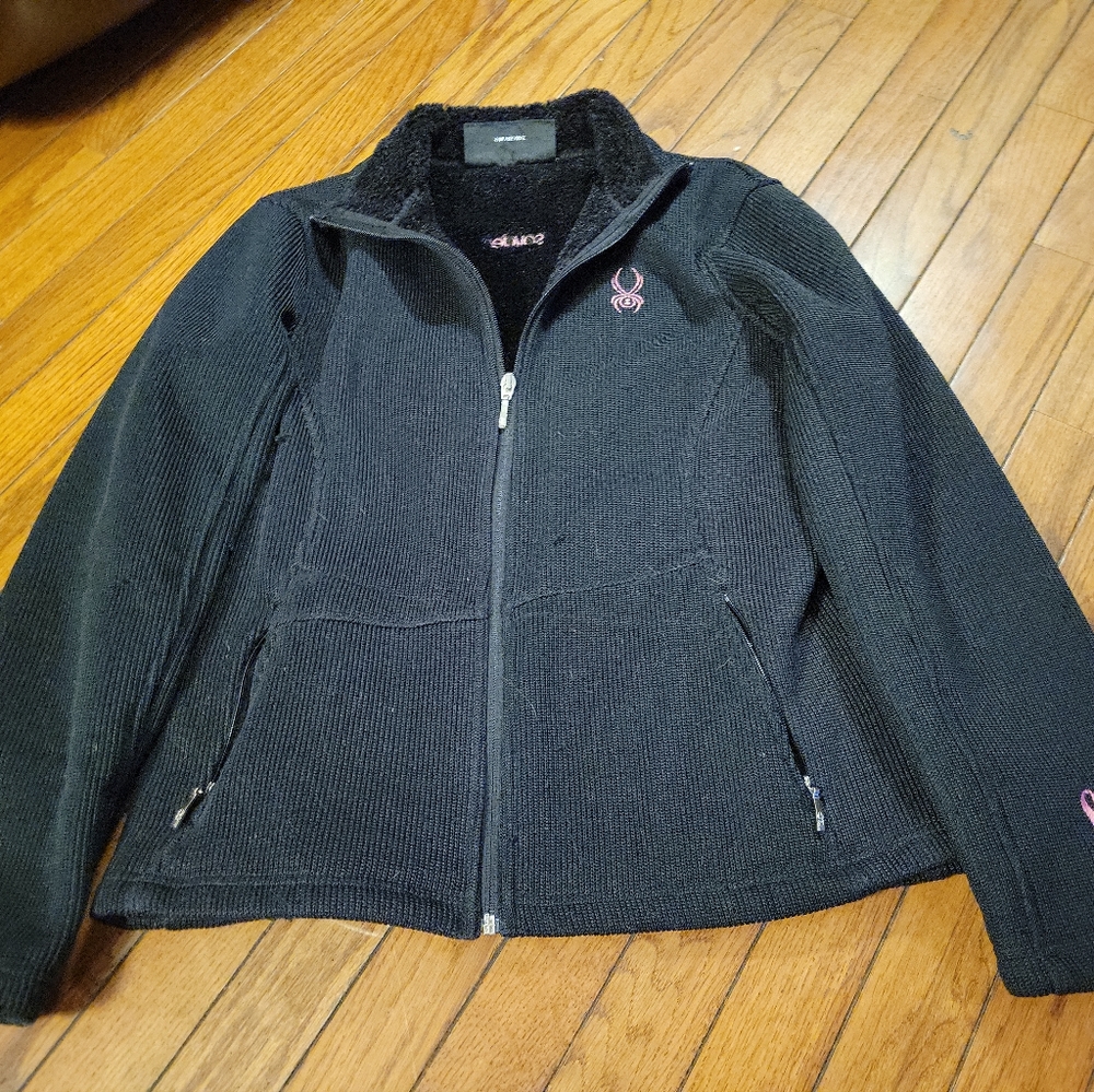 Spyder core black sweater size large breast cancer edition